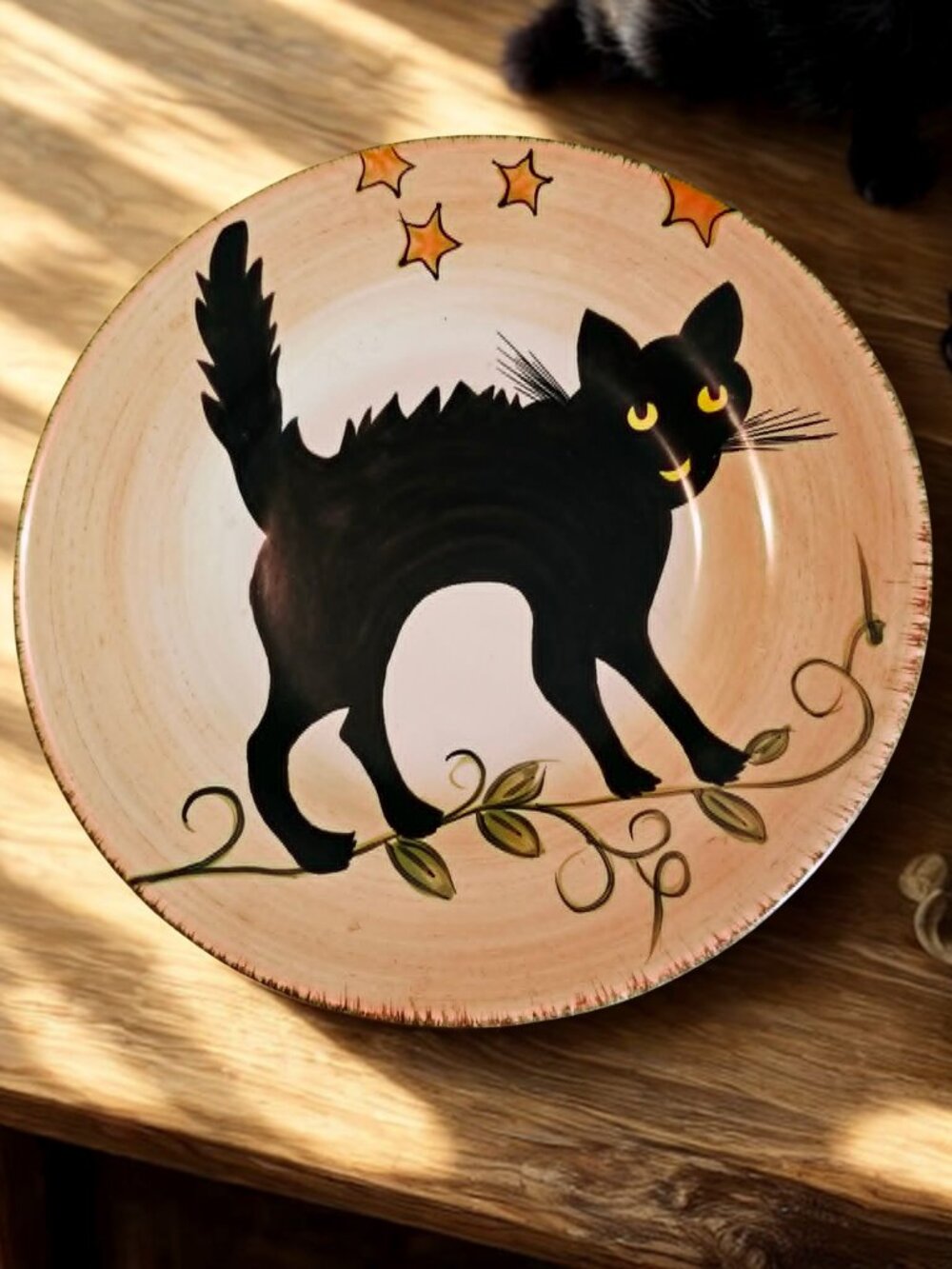 Darrio Farrucci Black Cat Dinner Plate Halloween Wonderland